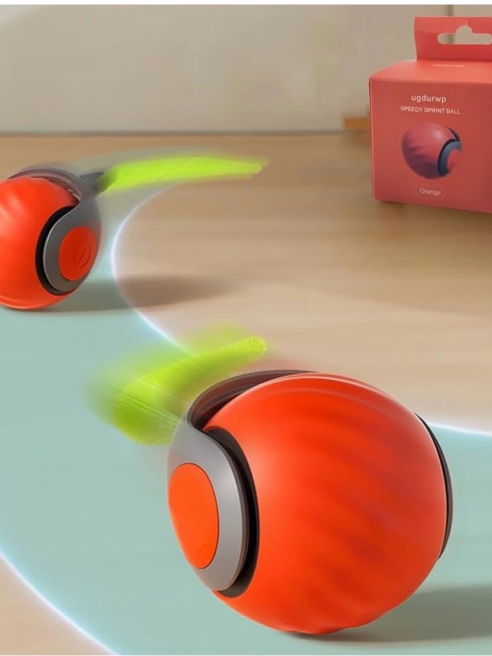 2 Pack of Bright Orange Speedy Sprint Ball Cat Toy
